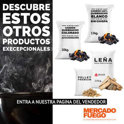 Carbón Quebracho Colorado Premium ( Saco de 20 kg.)