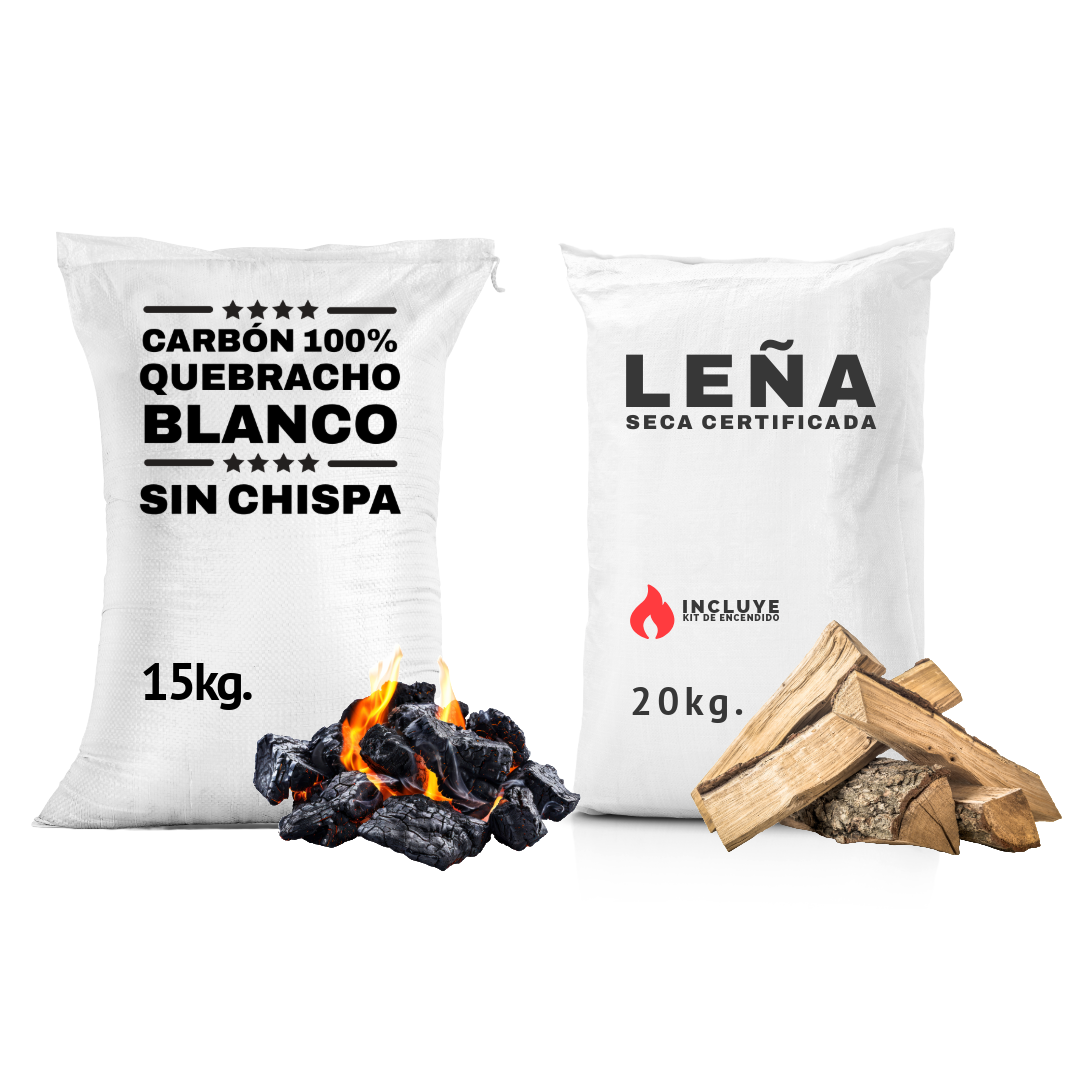 Pack Leña Seca Certificada + Carbón 100 % Quebracho Blanco